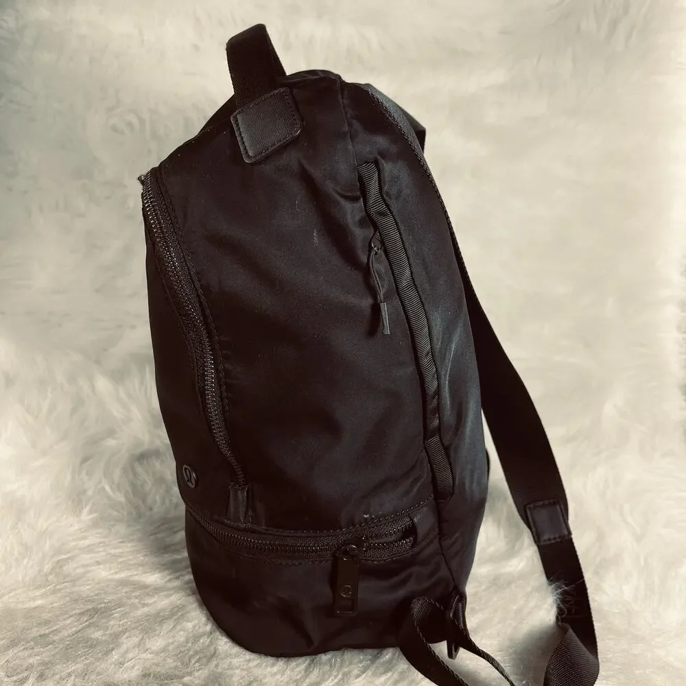 Lululemon Black Nylon Backpack Small Travel Gym Bag Shoe Compartment